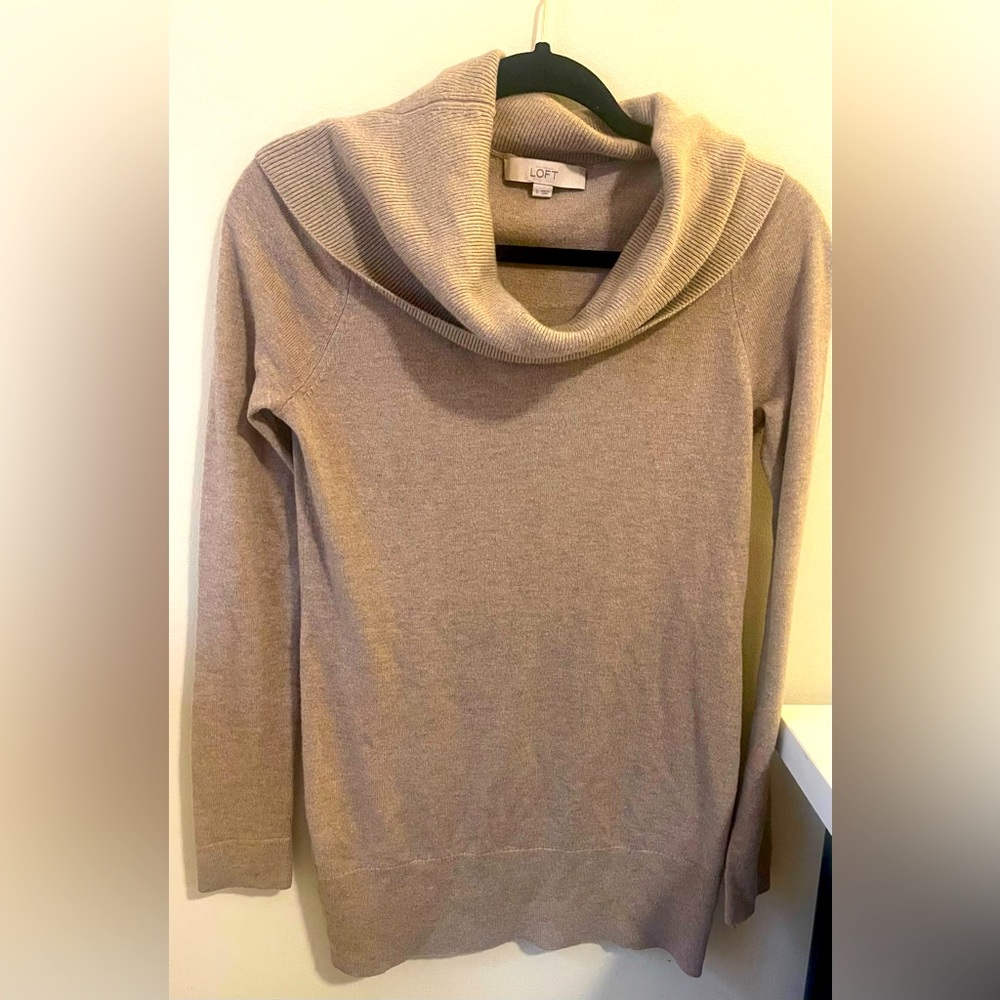 Loft Sweater Dress - Tan; Size Small
